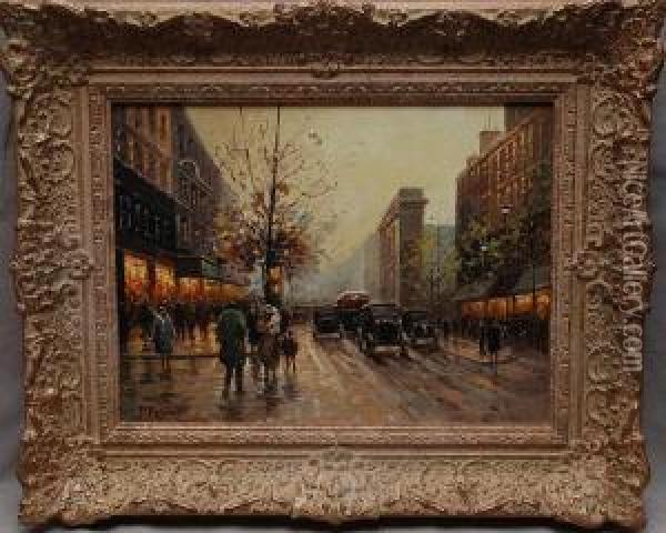 Paris Street Scene Oil Painting - Paul Renard