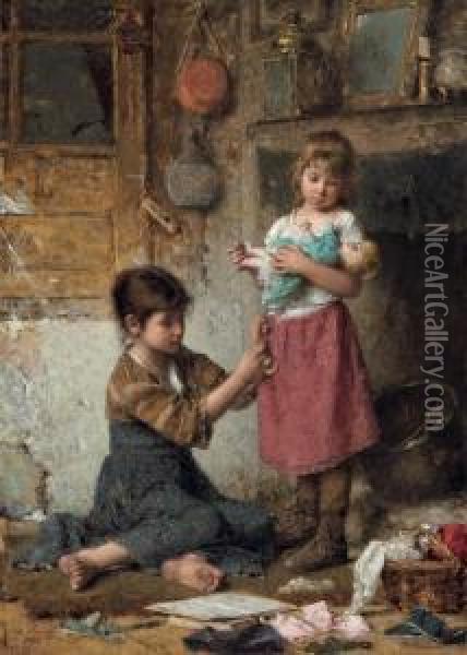 The Little Mother Oil Painting - Alexei Alexeivich Harlamoff