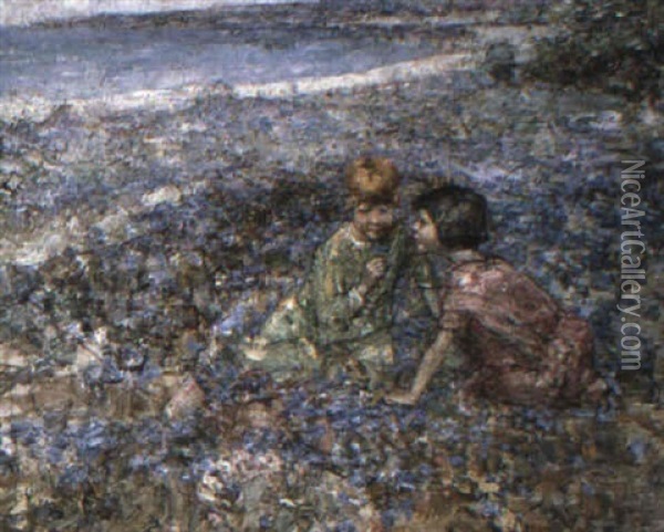 Playing By The Sea Oil Painting - Edward Atkinson Hornel