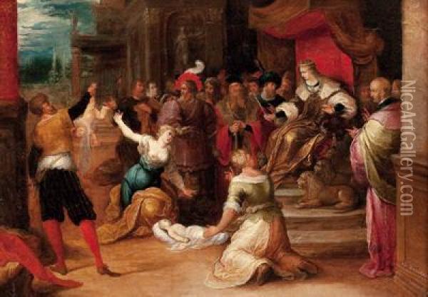 Das Urteil Konig Salomons Oil Painting - Frans II Francken