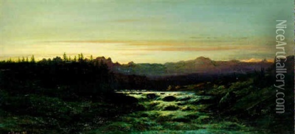 Mountainous Landscape Oil Painting - Gustave Dore