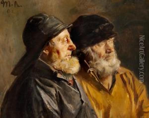 The Two Fishermen Ole Svendsen And Lars Gaihede Oil Painting - Michael Ancher