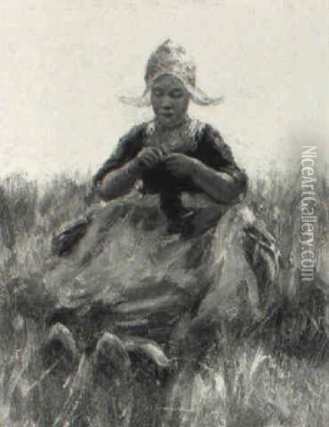 Volendam Fishergirl Oil Painting - Robert Gemmell Hutchison