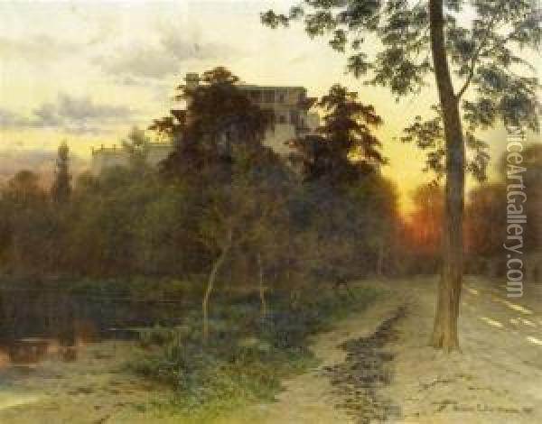 House In A Park Oil Painting - August Lohr