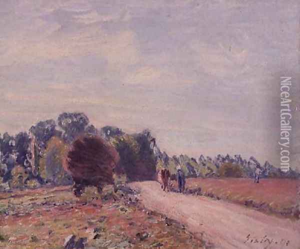 The Road through the Meadows, Morning, 1891 Oil Painting - Alfred Sisley