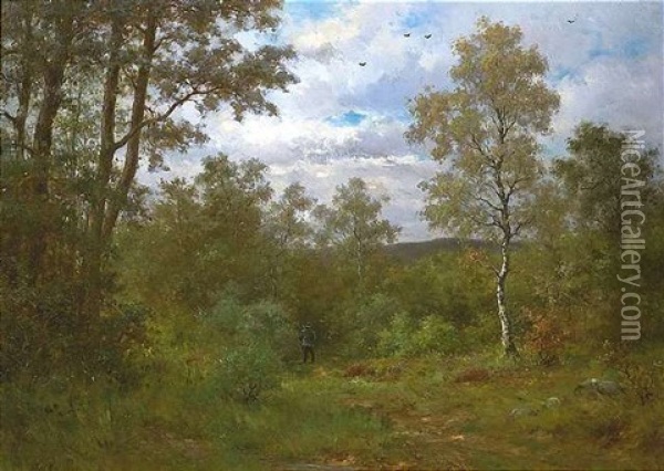 Landschaft Mit Jager Oil Painting - Johann Adolf Hoeffler