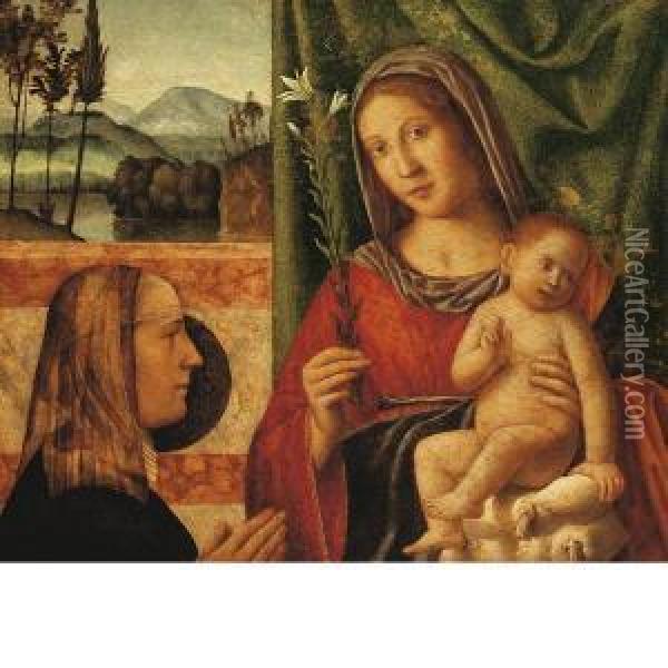 Madonna Col Bambino E Una Donatrice Oil Painting - Bernardino Luini