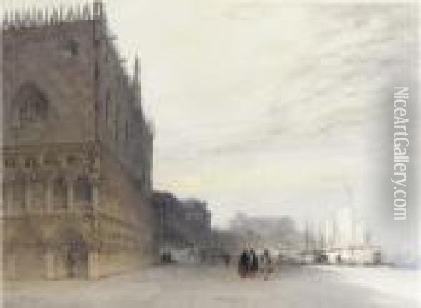 The Doges' Palace And The Riva Degli Sciavoni Oil Painting - William Callow