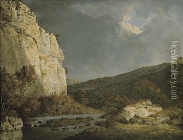 View Of Chee Tor Oil Painting - Josepf Wright Of Derby