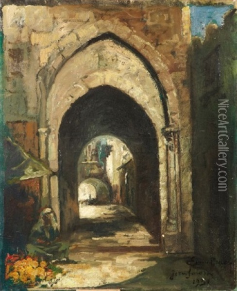 Rue De Jerusalem Oil Painting - Emile Baes