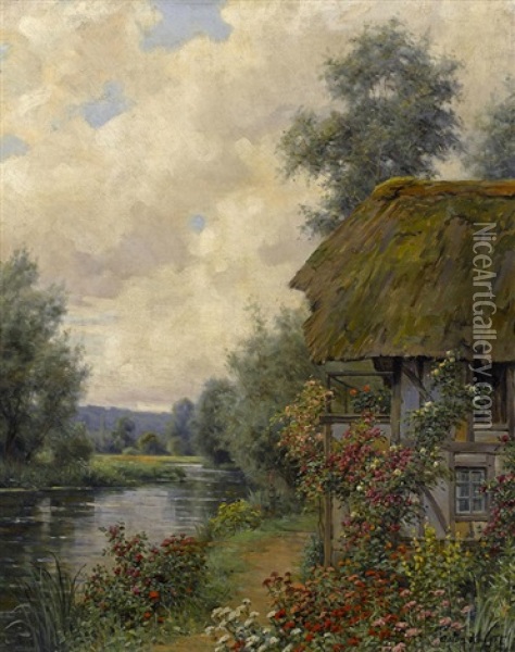 A Cottage Garden In Bloom Oil Painting - Louis Aston Knight