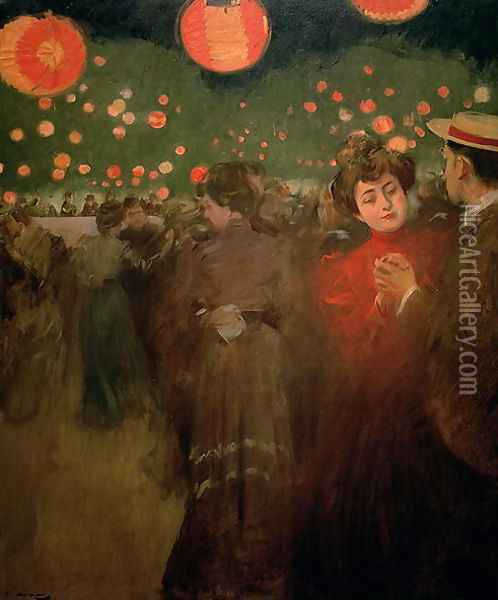 The Open-Air Party, c.1901-02 Oil Painting - Ramon Casas