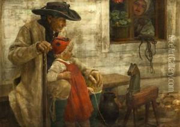 A Chod Family Oil Painting - Jaroslav Spillar