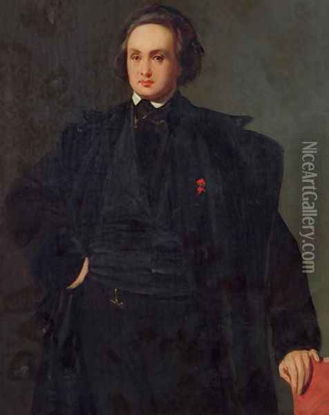 Portrait of Victor Hugo (1802-85), c.1833 Oil Painting - Louis Boulanger