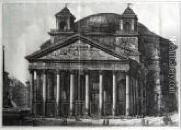 Veduta Di Pantheon Agrippa Oggi Chiesa Di S.maria Ad Martyres Oil Painting - Luigi Rossini