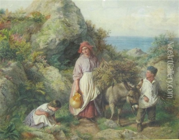 The Fern Gatherers Oil Painting - William Hemsley