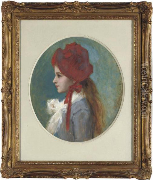 Portrait Of A Young Girl Oil Painting - Ferdinand Humbert