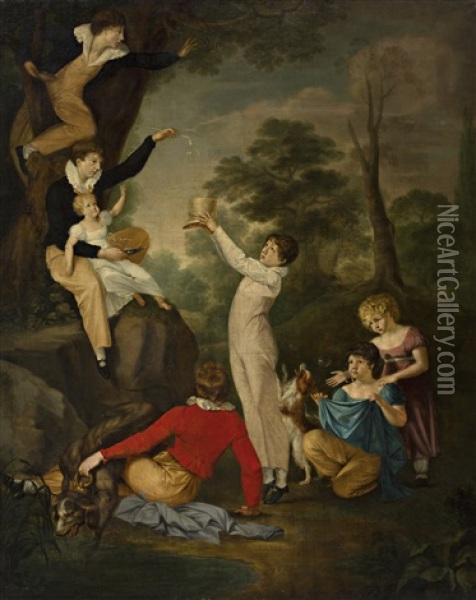 Retrato De La Familia Del Baron Graingersche Oil Painting - Peter von Cornelius
