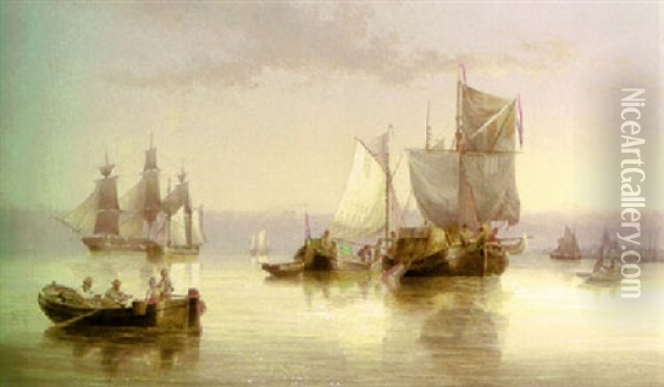 A Calm On The Elbe Oil Painting - Henry Redmore