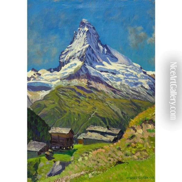 Matterhorn Am Morgen Oil Painting - Waldemar Theophil Fink