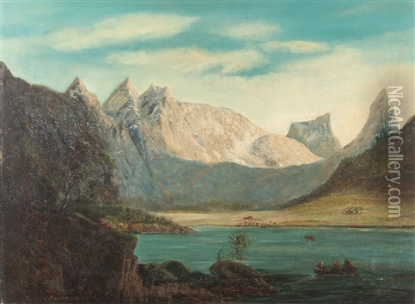Mountain Lake Oil Painting - Julius Lange
