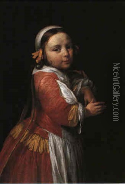 A Portrait Of A Girl In A Red Dress Oil Painting - Aelbert Cuyp
