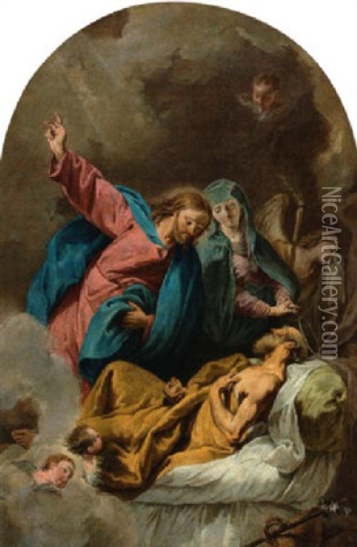Der Tod Des Heiligen Josef Oil Painting - Giovanni Battista Pittoni the younger