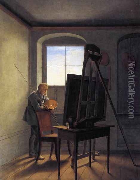 Caspar David Friedrich in his Studio 1812 Oil Painting - Georg Friedrich Kersting