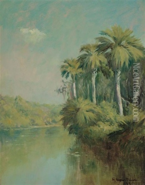 On The Tomoka River, Ormond Beach, Florida Oil Painting - William Staples Drown