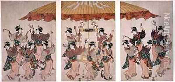 The Sumiyoshi Dance Oil Painting - Hosoda Eishi