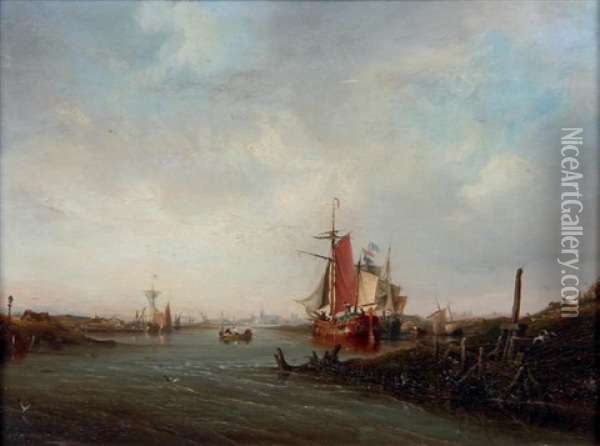 Vue D'un Estuaire Oil Painting - Ambroise Louis Garneray