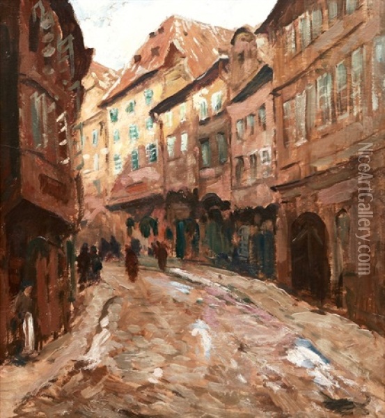 Platnerska Ulice V Praze Oil Painting - Gustav Macoun
