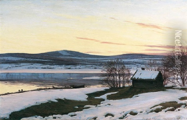 Vinterdag I Dalarna Oil Painting - Sigvard Marius Hansen