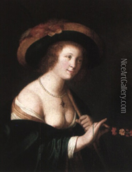 Portrait Of A Lady As A Shepherdess Oil Painting - Jan Van Bijlert