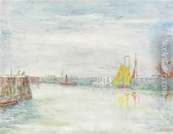 Le Port D'ostende Oil Painting - James Ensor