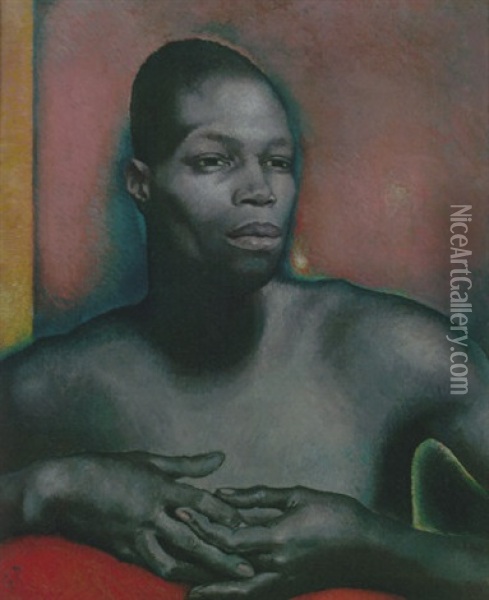 Negro With Folded Hands Oil Painting - Glyn Warren Philpot