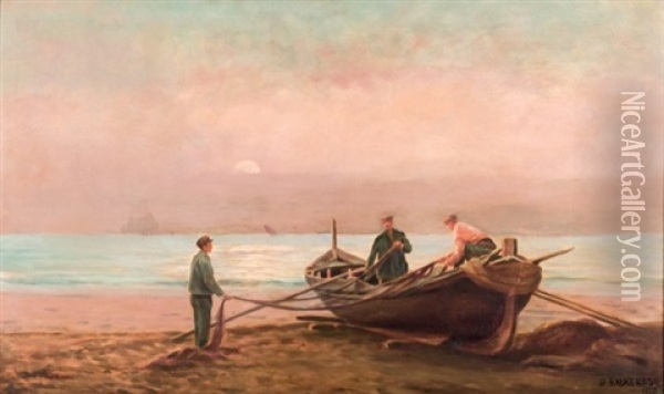 Pescadores Oil Painting - Dionisio Baixeras y Verdaguer