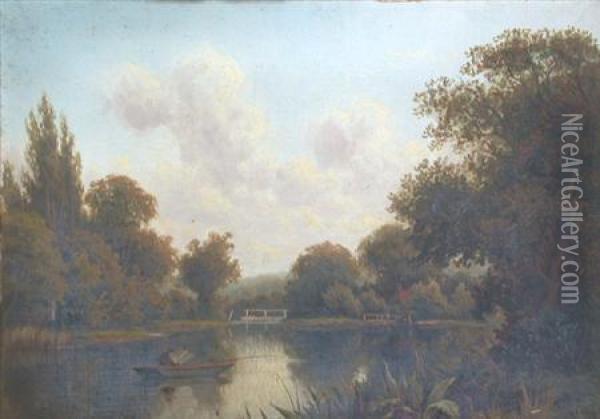 Angling On A Summer's Day Oil Painting - Thomas Spinks