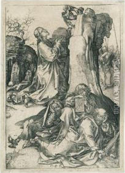 Christ On The Mount Of Olives. Oil Painting - Martin Schongauer