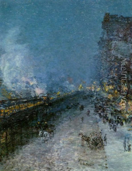 The El, New York Oil Painting - Childe Hassam