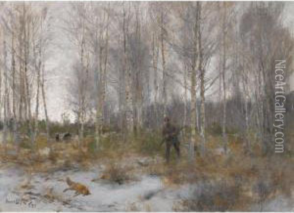 Ravjakt (fox Hunting) Oil Painting - Bruno Andreas Liljefors