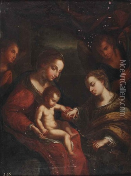 Mystic Marriage Of Saint Catherine With Saint Sebastian Oil Painting -  Correggio