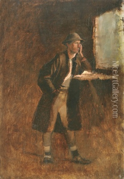 Tramp Standing At The Window Oil Painting - Laszlo Mednyanszky