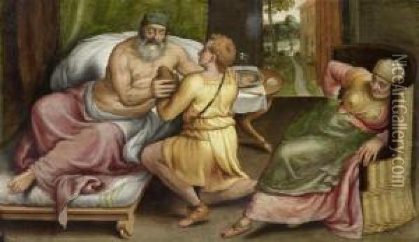 Isaac Blesses Jacob Oil Painting - Frans I Vriendt (Frans Floris)