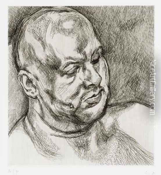 Head of a Man (H. 46) Oil Painting - Lucian Freud