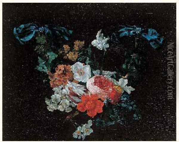 Nature Morte A La Guirlande De Fleurs Oil Painting - Pieter III Casteels