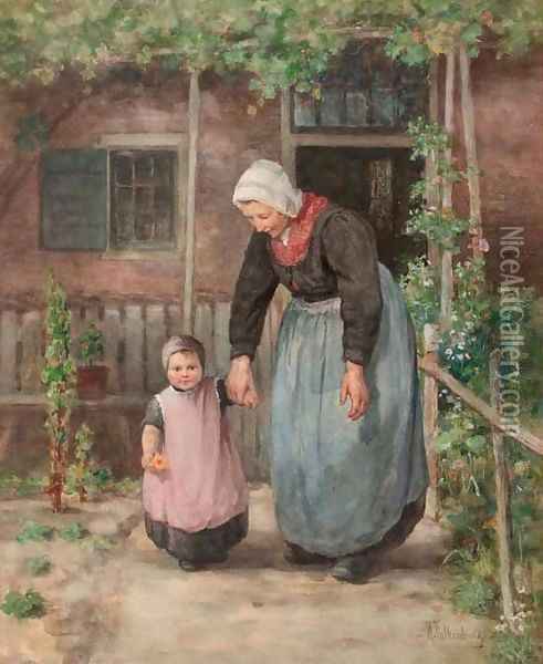 Her first steps Oil Painting - Hendrik Valkenburg