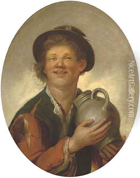 A peasant boy drinking, half-length Oil Painting - Giacomo Francesco Cipper