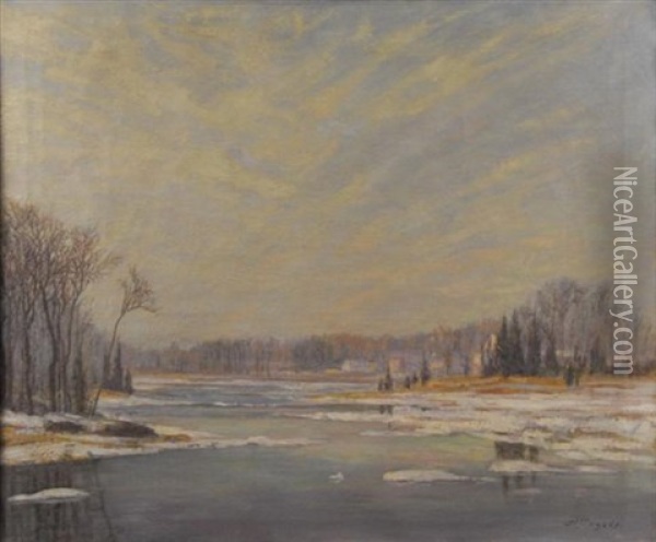Duxbury Marsh In Winter Oil Painting - Franklin Whiting Rogers