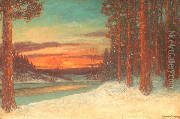 Winter Glow Oil Painting - Gulbrand Sether